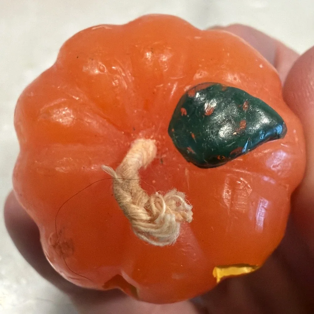 Set Of 3 Vintage 1980's Halloween Pumpkin Jack-O-Lantern Candle Decoration